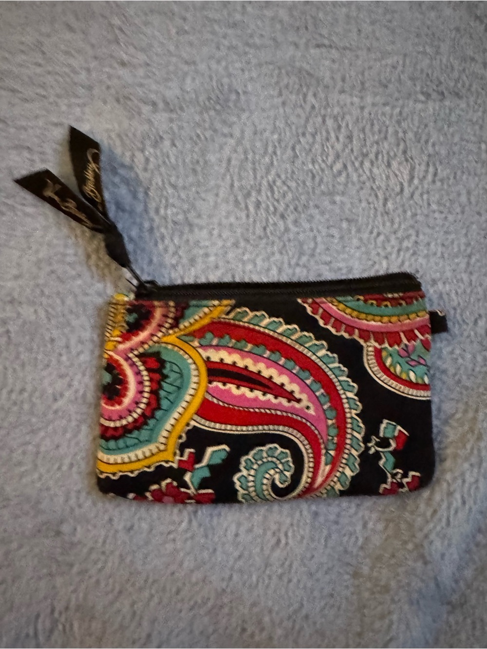 Vera Bradley Paisley Zip Pouch - Black with Multicolor Accents